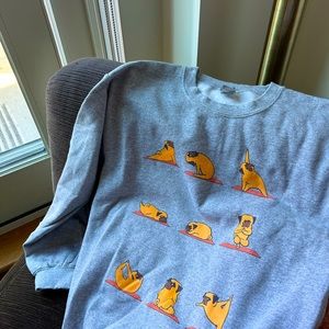 *NWOT* Pug Yoga Poses Sweatshirt - Heather Gray - Size S